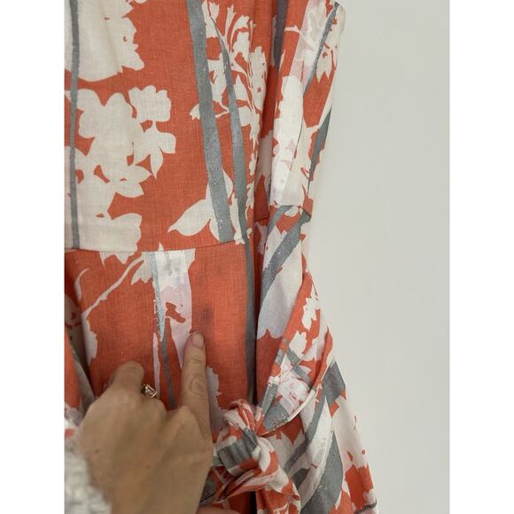 Stunning Adolfo Dominguez Womens hi-neck Belted Linen Midi Dress Sz M Pockets 40 - Picture 4 of 12